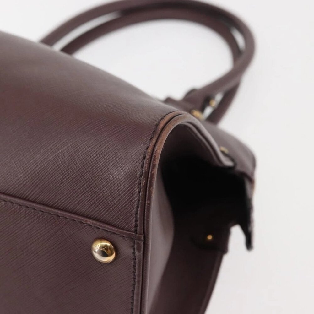 Salvatore Ferragamo Gancini Hand Bag Leather Purple Gold Auth 146846 - Picture 3 of 16